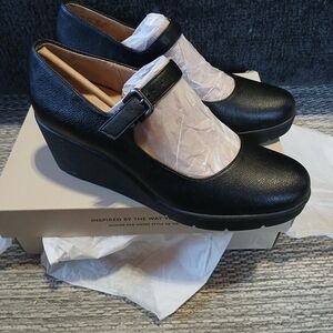 Naturalizer Black Wedge Mary Jane Shoes